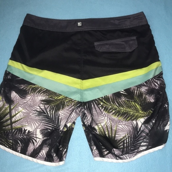 DRIPT swimsuit palm print neon chevron stripes drawstring velcro closure size 46 - Picture 2 of 5